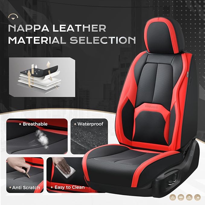 Universal Seat Covers — Full Set — Black / Red