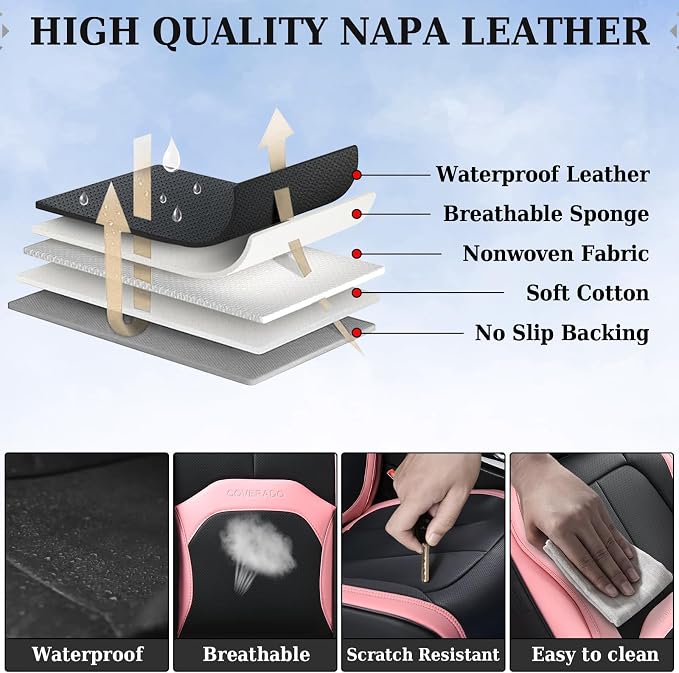 Universal Seat Covers — Front Seat — Black / Pink