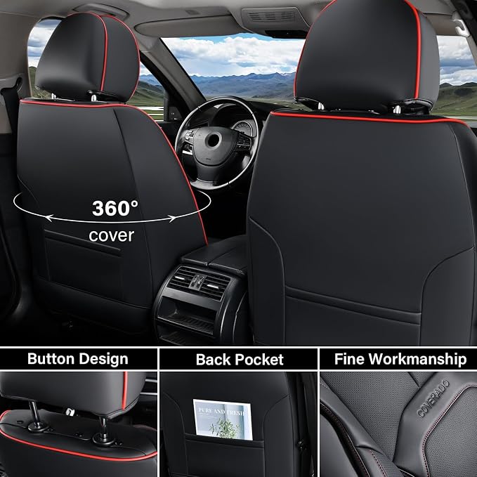 Universal Seat Covers — Front Seat — Black / Red