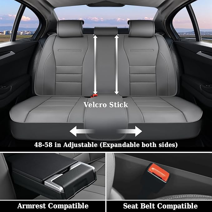 Universal Faux Leather Seat Covers — Front Seat — Gray