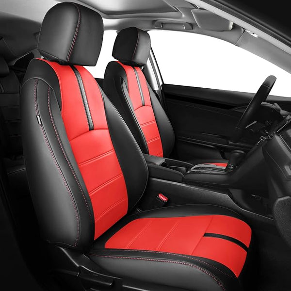 Faux Leather Seat Covers for Honda Civic โ Full Set โ Black / Red