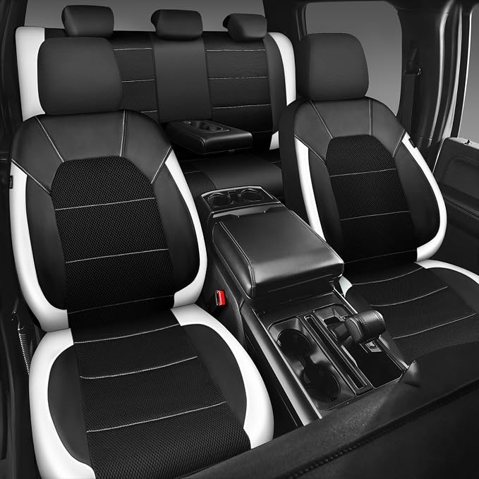 Universal Seat Covers — Full Set — Black / White