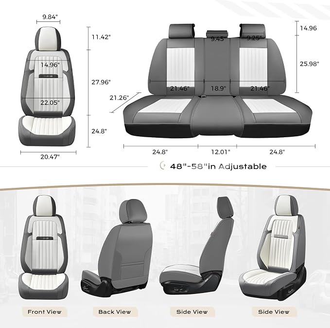 Universal Seat Covers — Full Set — Gray / White