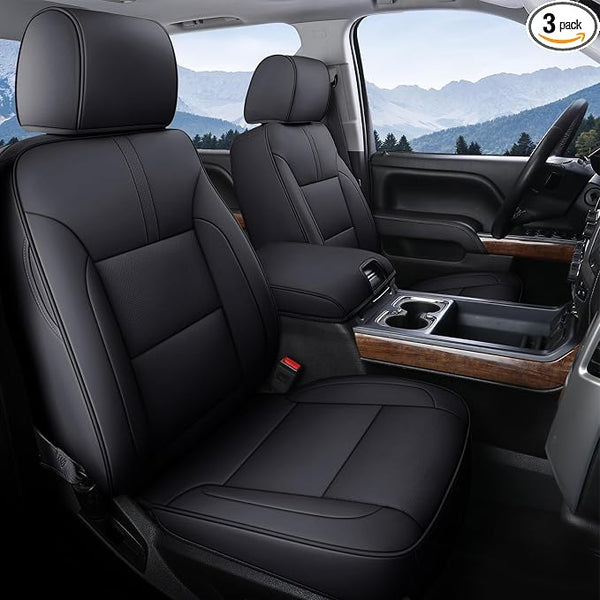 Faux Leather Seat Covers for Chevrolet Silverado / GMC Sierra โ Front Seat โ Black