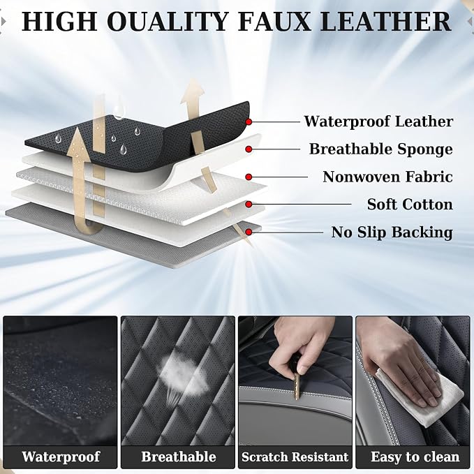 Universal Faux Leather Seat Covers — Front Seat — Gray / Black