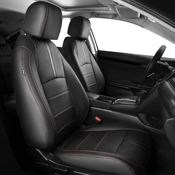 Faux Leather Seat Covers for Honda Civic โ Full Set โ Black / Red