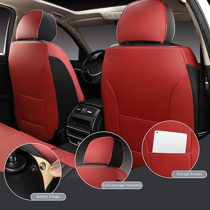 Universal Faux Leather Seat Covers — Red