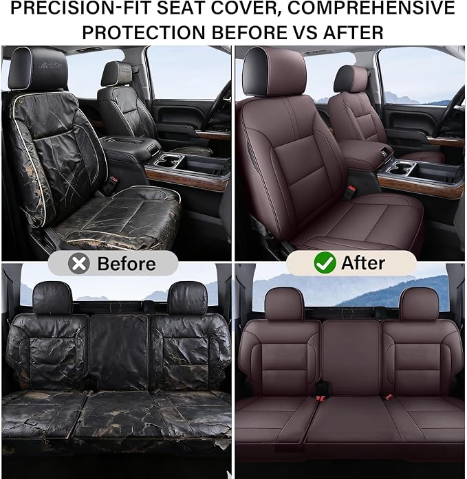 Faux Leather Seat Covers for Chevrolet Silverado / GMC Sierra — Full Set — Brown