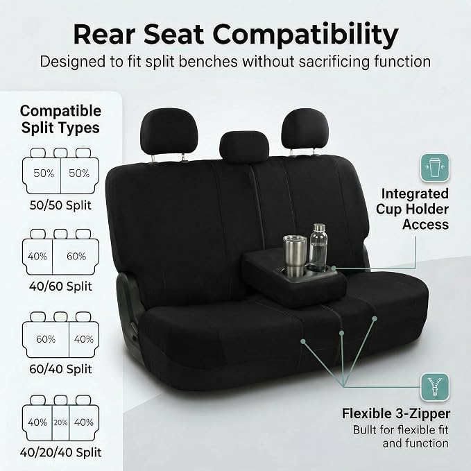 Universal Fabric Seat Covers — Full Set — Black
