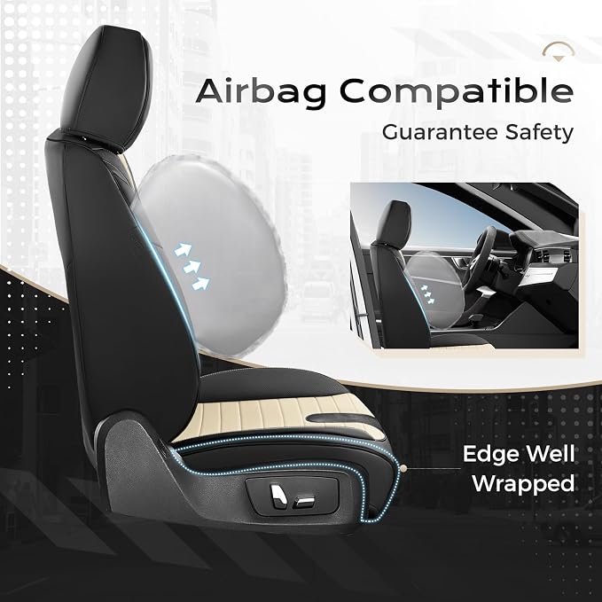Universal Seat Covers — Front Seat — Black / Beige