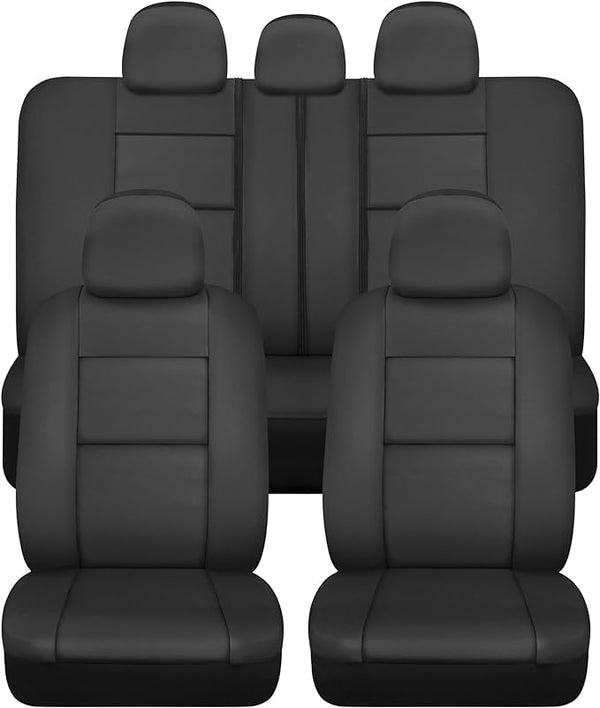 Faux Leather Car Seat Covers โ Full Set โ Black