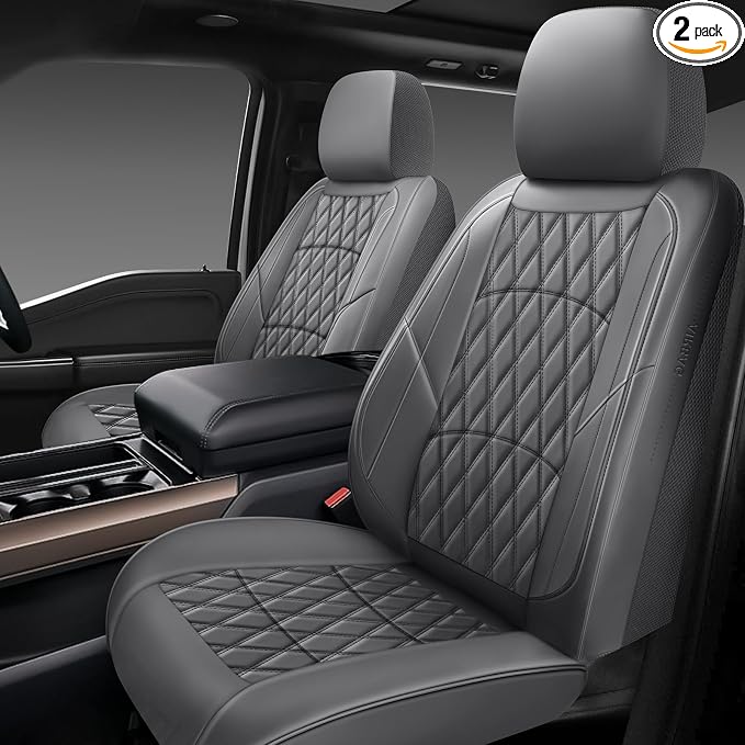 Universal Faux Leather Seat Covers — Front Seat — Gray