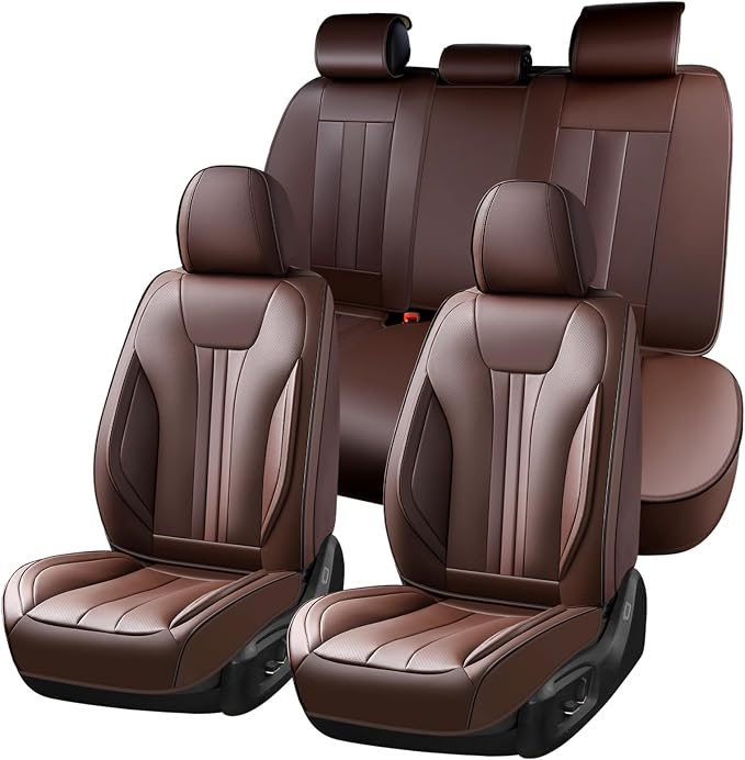 Universal Faux Leather Seat Covers — Coffee