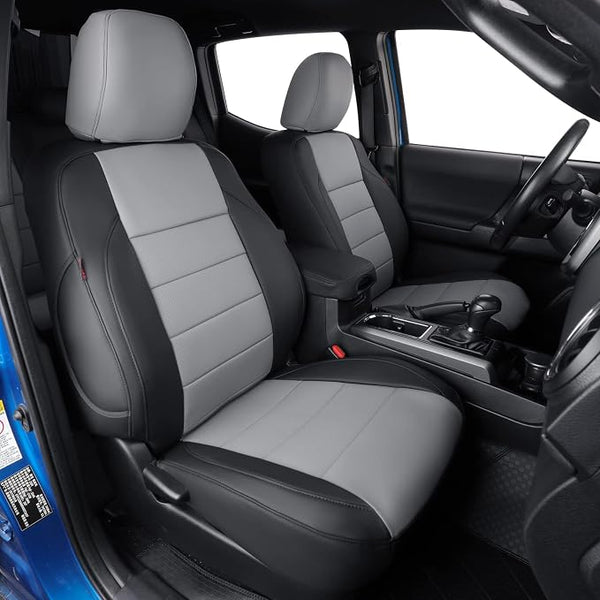 Faux Leather Seat Covers for Toyota Tacoma โ Full Set โ Black / Gray