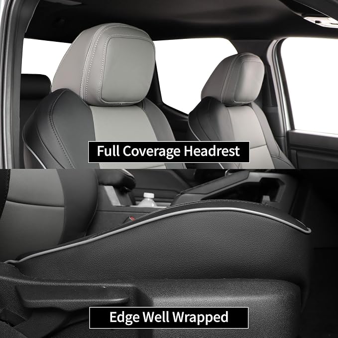 Faux Leather Seat Covers for Toyota Tacoma — Full Set — Black / Gray