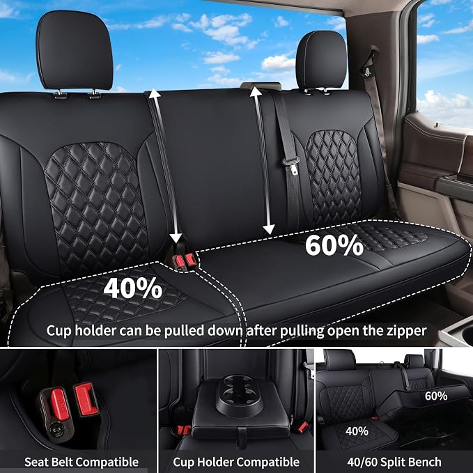 Seat Covers for Chevrolet Silverado / GMC Sierra — Rear Seat — Black