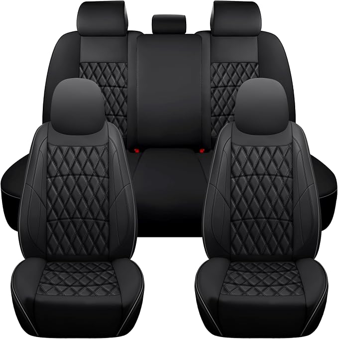 Universal Faux Leather Seat Covers — Full Set — Black