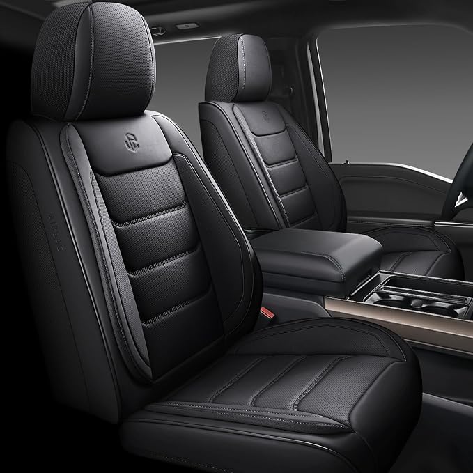 Faux Leather Car Seat Covers — Full Set — Black