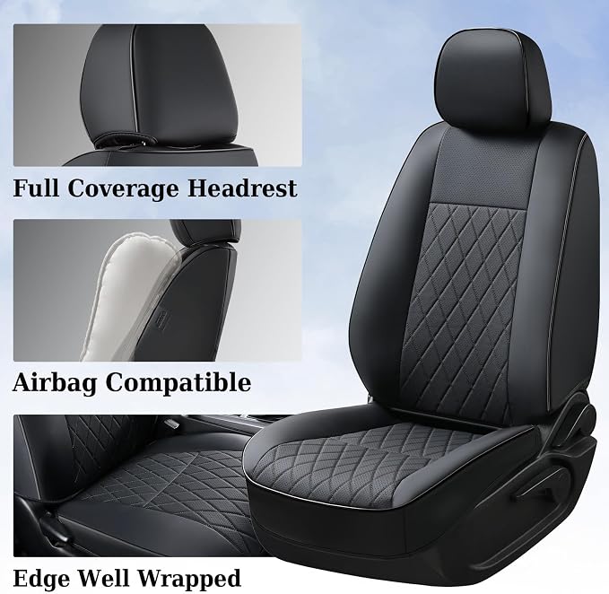 Faux Leather Seat Covers for Toyota Tacoma — Full Set — Black