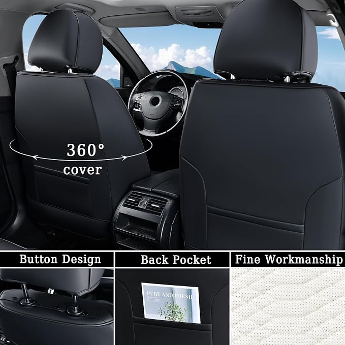 Universal Seat Covers — Front Seat — Black / White