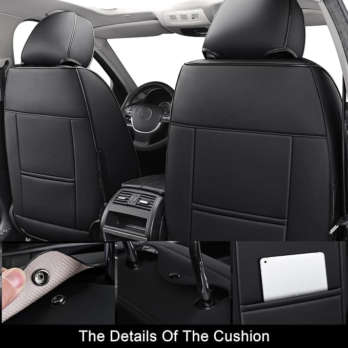 Universal Faux Leather Seat Covers — Front Seat — Black / Beige