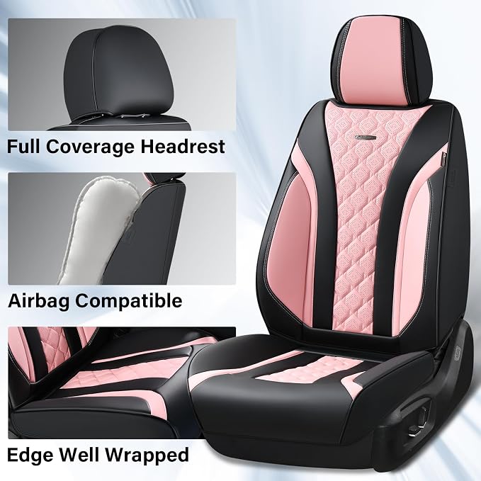 Universal Seat Covers — Full Set — Black / Pink