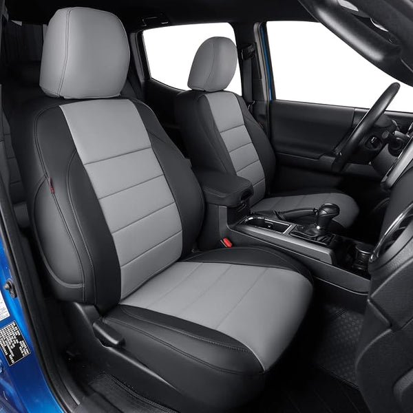 Faux Leather Seat Covers for Toyota Tacoma โ Full Set โ Black / Gray