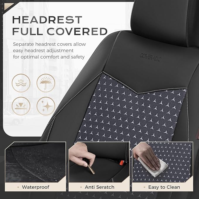 Universal Fabric Seat Covers — Front Seat — Black