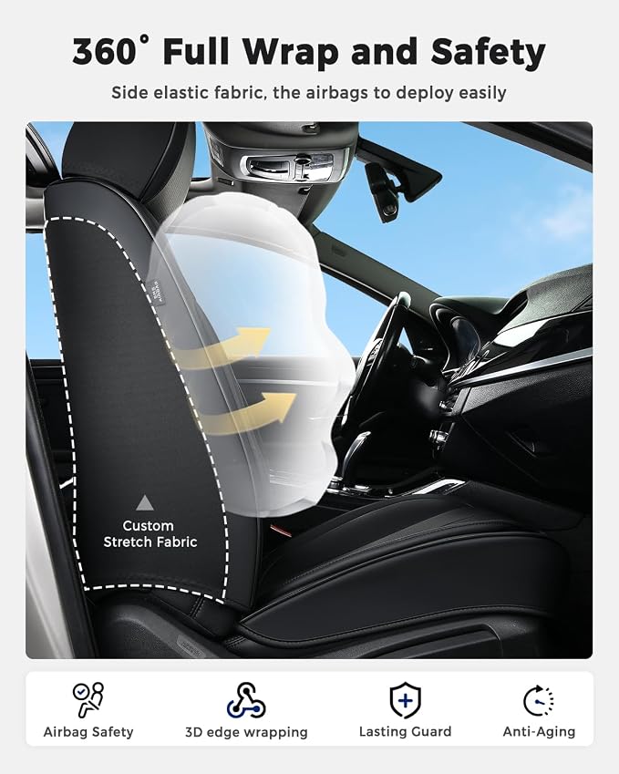 Universal Faux Leather Seat Covers — Black