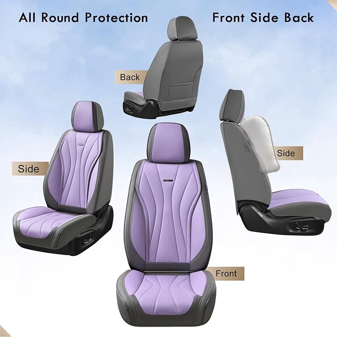 Universal Seat Covers — Full Set — Gray / Purple