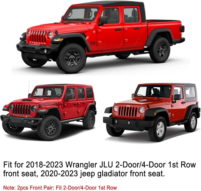 Faux Leather Seat Covers for Jeep Gladiator / Jeep Wrangler — Front Seat — Black