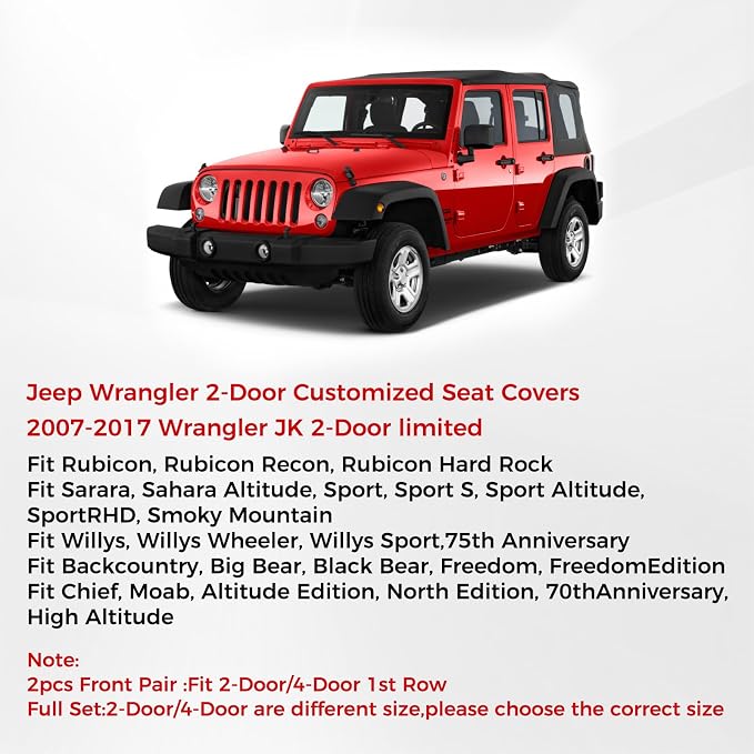 Seat Covers for Jeep Wrangler — Full Set — Blue