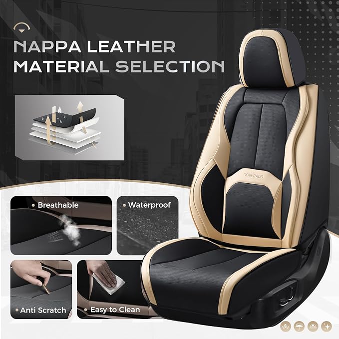 Universal Seat Covers — Full Set — Black / Beige