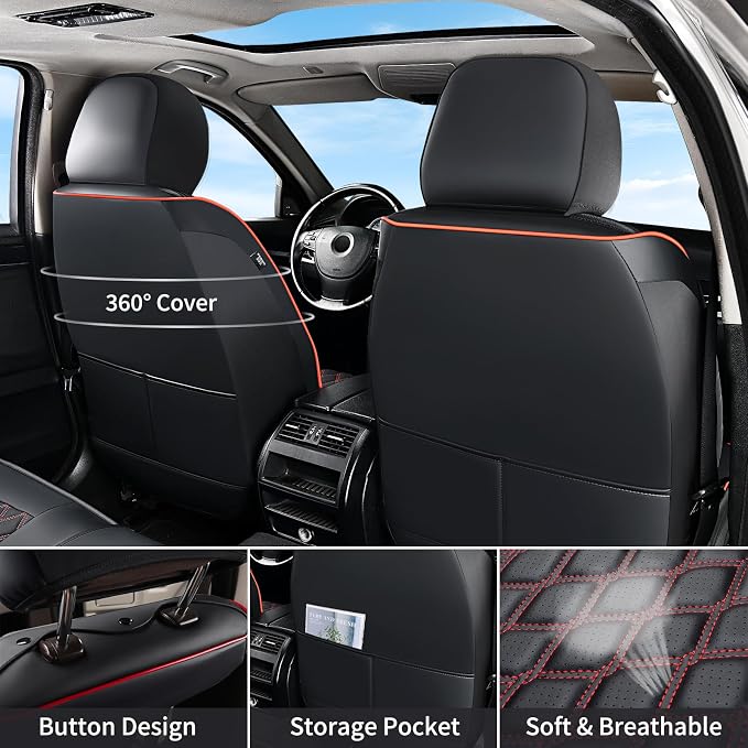 Seat Covers for Multiple Vehicles — Front Seat — Black / Red