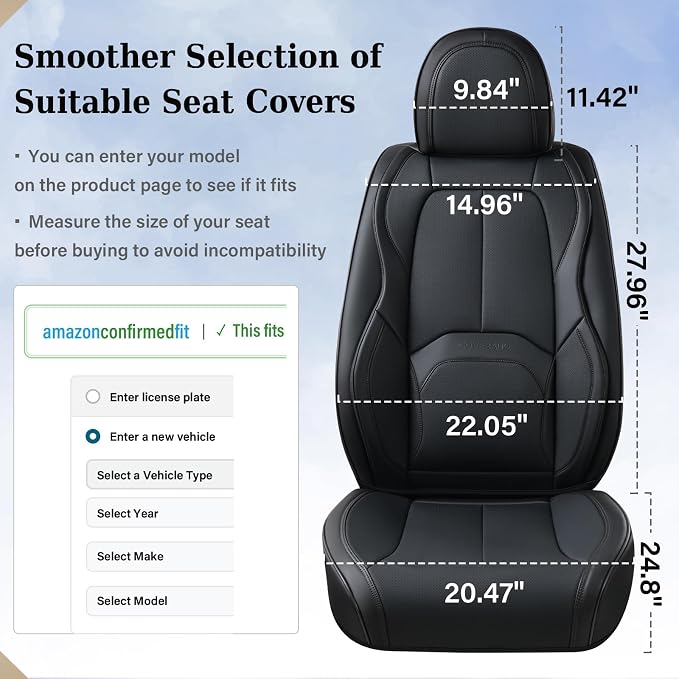 Universal Seat Covers — Front Seat — Black