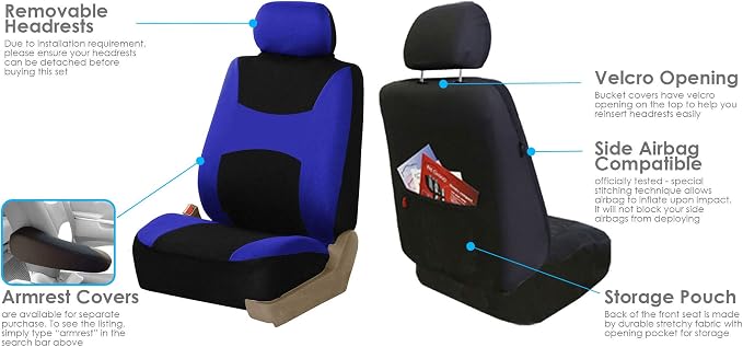 Universal Fabric Seat Covers — Front Seat — Blue