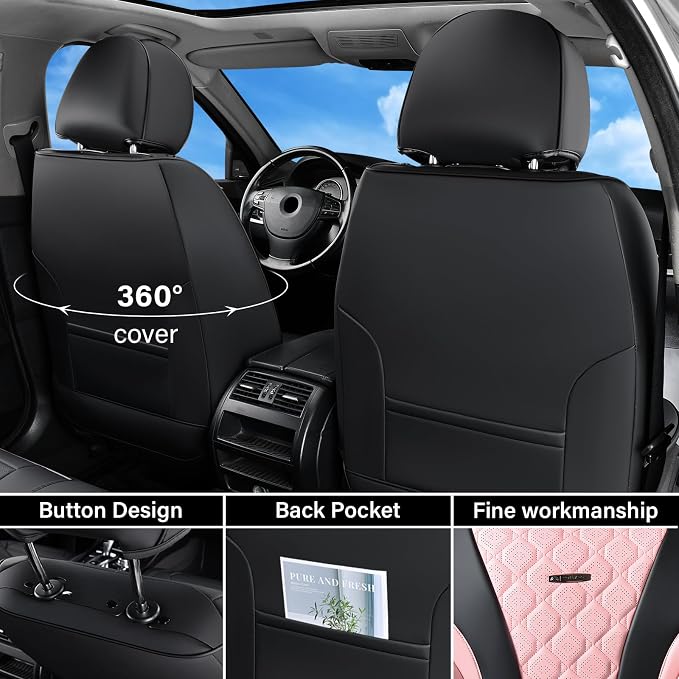 Universal Seat Covers — Front Seat — Black / Pink