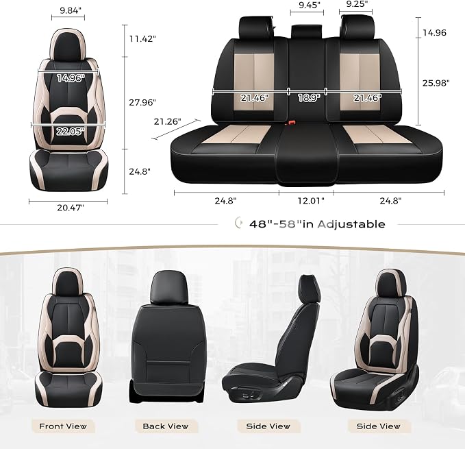 Universal Seat Covers — Full Set — Black / Beige