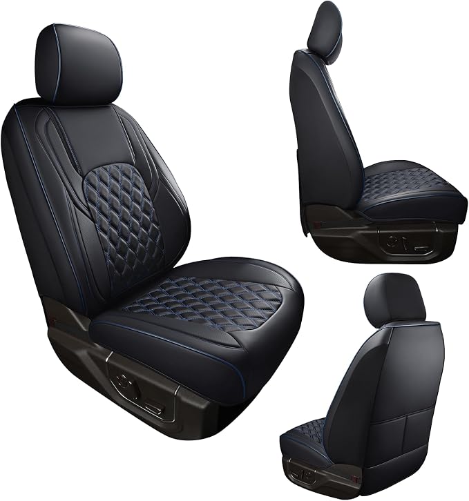 Faux Leather Seat Covers for Multiple Vehicles — Front Seat — Black / Blue