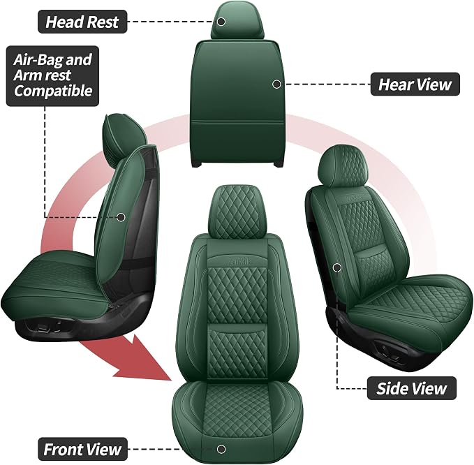 Universal Seat Covers — Front Seat — Green