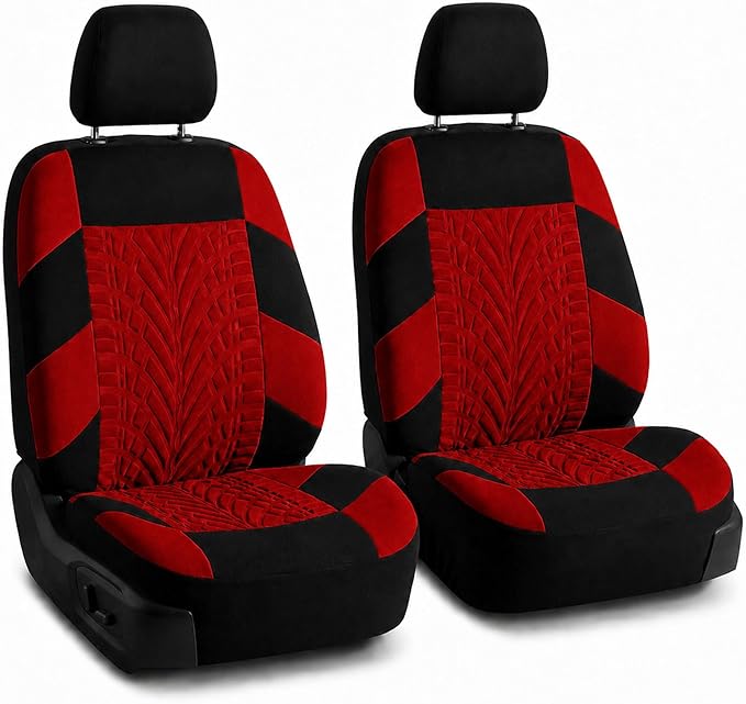 Universal Fabric Seat Covers — Full Set — Red