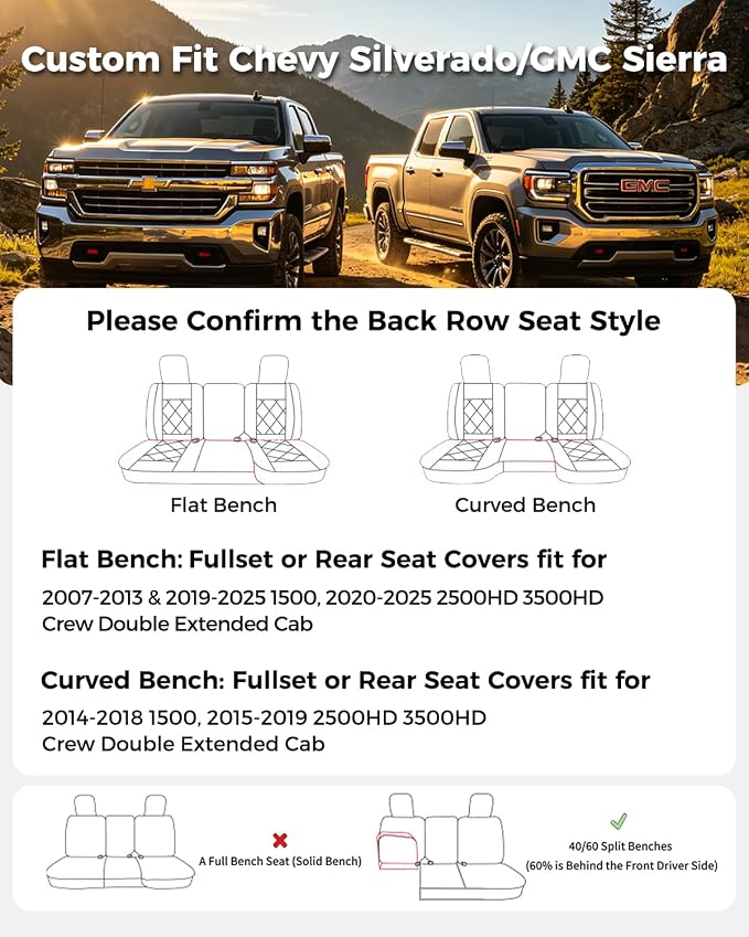 Seat Covers for Chevrolet Silverado / GMC Sierra — Rear Seat — Gray