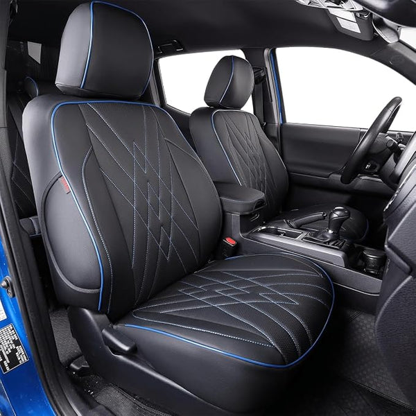 Faux Leather Seat Covers for Toyota Tacoma โ Full Set โ Black / Blue