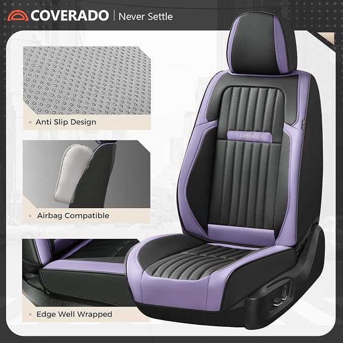 Universal Seat Covers — Front Seat — Purple / Black