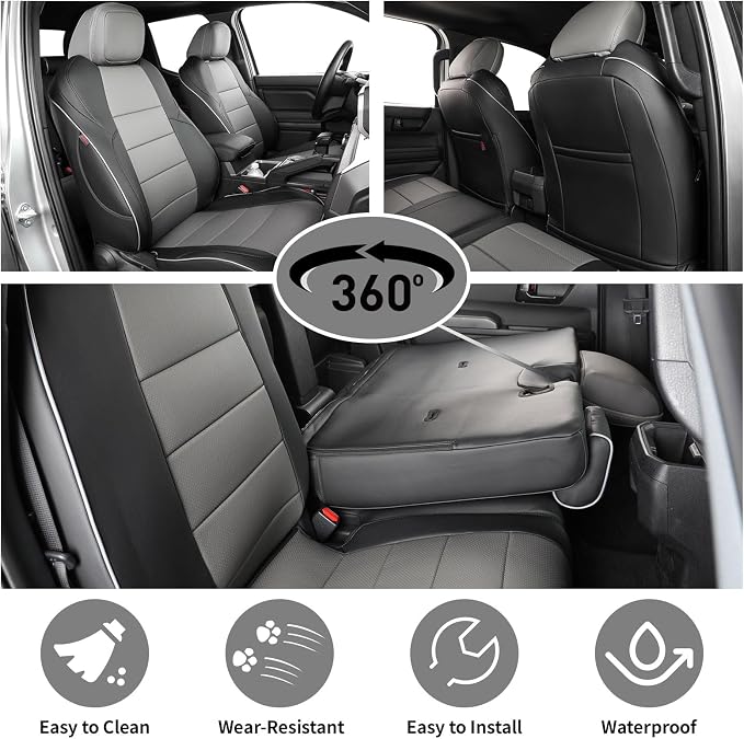 Faux Leather Seat Covers for Toyota Tacoma — Full Set — Black / Gray