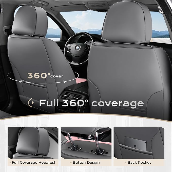 Universal Seat Covers — Full Set — Gray / Pink