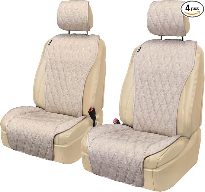 Universal Faux Leather Seat Covers — Front Seat — Beige