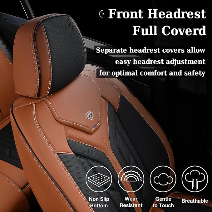 Universal Faux Leather Seat Covers — Full Set — Black / Brown