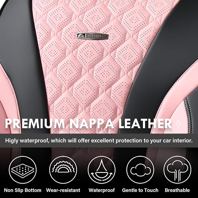 Universal Seat Covers — Front Seat — Black / Pink