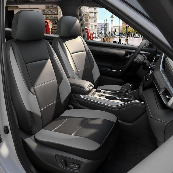 Faux Leather Seat Covers for Multiple Vehicles โ Full Set โ Black / Gray